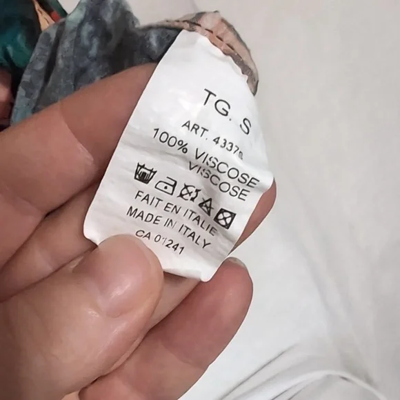 Le 31 Par Simons Green Floral Short Sleeve Button Up Size Small Made in Italy - Picture 3 of 4